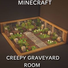 an image of a small garden with text that reads, minecraft creepy graveyard room