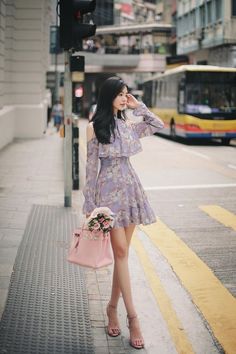 Korean Fashion Pink, Cute Skirt Outfits, Chique Outfits, Outfit Trends, Korean Dress, Feminine Outfit, Fashion 2018, Sweet Dress