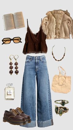 #library #outfits #falloutfitsforwomen #falloutfitideas #cozy #rainydayvibes Earth Tone Color Palette Outfit, Sagittarius Moon Aesthetic, Earthy Winter Outfits, Bookworm Aesthetic Outfit, Rainy Day Aesthetic Outfit, Bookworm Outfit, Library Outfits, Barista Outfit, Granola Outfits