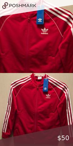 Adidas Superstar Top Jacket unisex scarlet /white  M adidas Shirts & Tops Sweatshirts & Hoodies Adidas Red Winter Tops, Red Adidas Tops For Winter, Adidas Red Top With Three Stripes, Red Adidas Tops With Three Stripes Branding, Red Spring Track Jacket For Sports, Adidas Casual Red Track Jacket, Red Sporty Track Jacket With Three Stripes, Sporty Red Cotton Track Jacket, Sporty Red Outerwear With Three Stripes