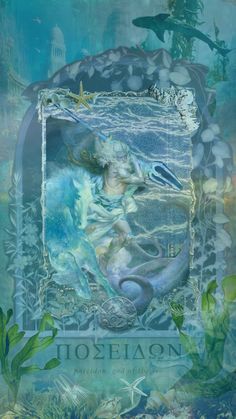 an underwater scene with mermaids and sea creatures