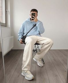 Trendy Mens Fashion Casual, Hoodie Ootd, Fits Ideas, July Outfits, Oversize Style, Cream Hoodie, Instagram Photo Ideas, Trendy Mens Fashion, Team 2