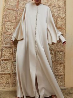 Casual Batwing Sleeves Split-Front Solid Color Maxi Dresses APRICOT-L Party Maxi Dresses, Mode Kimono, Gaun Fashion, Mode Abaya, Muslim Outfits, Muslim Dress, Abaya Designs, Maxi Dress Evening, Abayas Fashion