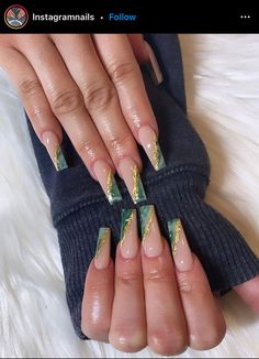 Green Acrylic Nails, Green Nail Designs, Green Nail, Long Acrylic Nails Coffin, Acrylic Nails Coffin Pink, Long Square Acrylic Nails, Bling Acrylic Nails, Acrylic Nails Coffin Short, Square Acrylic Nails