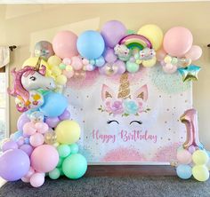 Instagram @EventDecorbyScarleth Unicorn Birthday Theme Backdrop, Unicorn Balloon Arch Ideas, Unicorn Theme Balloon Decoration, Unicorn Theme Decoration Ideas, Unicorn Birthday Balloon Arch, Unicorn Theme Backdrop, Unicorn Theme Decor, Unicorn Party Backdrop Ideas, Unicorn Balloon Backdrop