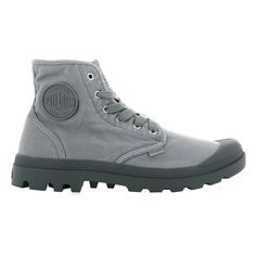 Adopt a stylish look with the Pampa Hi boot. This sneaker-inspired men's high-top shoe has cotton canvas, dye and washed, create a vintage look and soft feel. The boot is finished with a single-unit molded rubber outsole, offering excellent traction while exploring your city. $64.95 Palladium Pampa Hi, Mens High Top Shoes, High Top Shoe, Boots Casual, Mens High Tops, Mens Shoes Boots, Lace Up Heels, Shoe Store, Casual Boots