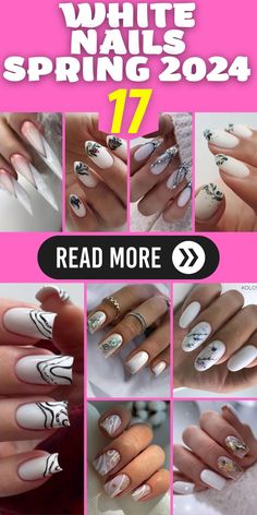 2024 Coffin Long Acrylic White Nails: Make a statement in 2024 with long coffin acrylic white nails that demand attention. These nails are ideal for those seeking a bold and stylish appearance. With a milky white base and intricate art designs, they are perfect for showcasing your unique personality. Nail Art Designs 2024, Nails Elegant, Squoval Nails, Short Gel Nails, Square Nail Designs, Spring Nail Colors, Casual Nails