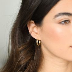 Dainty Hoop Earrings - 10K Solid Gold - 2 Modern Stackable Gold Earrings, Elegant Stackable Hoop Earrings For Everyday, Elegant Stackable Everyday Earrings, Classic 14k Gold Stackable Earrings, Everyday Minimalist 14k Gold Ear Cuff, Dainty Stackable Hoop Earrings, Minimalist Stackable 14k Gold Huggie Earrings, Stackable 14k Gold Earrings, 14k Gold Cartilage Earrings For Everyday