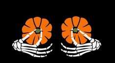 two hands holding an orange flower in the middle of black background with white outlines