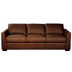 a brown leather couch on a white background