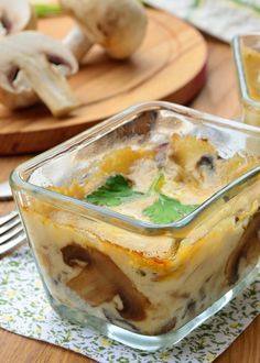 a dessert in a glass dish on a table