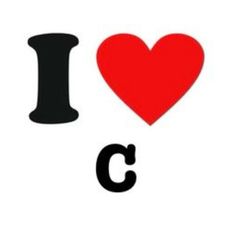 the word i love c is written in black and red with a heart on it