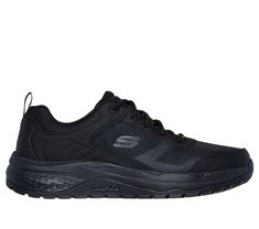 Gear up for your shift in exceptional traction and supportive comfort with Skechers Work : Street Treader. This slip-resistant lace-up features a leather, synthetic and mesh upper with a cushioned Skechers Air-Cooled Memory Foam insole, and a highly durable Goodyear Rubber Outsole. | Skechers Men's Work: Street Treader Sneaker | Medium Width | Electrical Hazard (EH) safe design tested ASTM-F2892 | Slip-resistant traction outsole | Skechers Air-Cooled Memory Foam cushioned insole | Goodyear Rubber Outsole delivers enhanced traction, stability and durability | Lace-up leather, synthetic and mesh upper | 1 1/4-inch heel height | Skechers Shoe Technology, Wide Shoes, 4 Inch Heels, Shopping Hacks, Mens Shoes Sneakers, Black Fashion, Memory Foam, 4 Inch, Shoes Mens