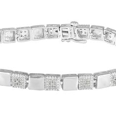 Featuring a unique design and dazzling diamonds, this sterling silver bracelet enhances your look beautifully. Featuring a unique design and dazzling diamonds, this sterling silver bracelet enhances your look beautifully.Click on this JEWELRY & WATCHES GUIDE to learn about fit, styles, materials and more! Clasp: safety Metal: sterling silver Length: 7 in. Packaging: boxed Finish: polishedDIAMOND DETAILS Total weight: 1/2 ct. Color grade: I-J Clarity: I2-I3 Shape: round brilliant Setting: prong G Dazzling Bracelet With Diamond Accents For Anniversary, Diamond White Sterling Silver Bracelet With Brilliant Cut Diamonds, Dazzling Diamond Bracelet With Accents For Anniversary, Dazzling Diamond Bracelet With Diamond Accents, Dazzling Diamond Bracelets With Pave Setting, Dazzling Diamond Bracelets With Pavé Setting, White Gold Bracelet With Baguette Diamonds, White Gold Diamond Bracelets With Baguette Diamonds, Diamond White Bracelets With Baguette Diamonds