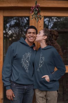 His And Hers Hoodies, Wolf Child, Lion Couple, Matching Hoodies For Couples, Couple Hoodies, Couples Sweaters, Matching Hoodies, Christmas T Shirt Design