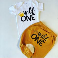 Where the Wild Things Are Coming Home Outfit Baby Boy Gold | Etsy Wild One Birthday Outfit, Outfit Pants, Wild One Birthday, Outfit Baby Girl, Gold Pants, Old Outfits, Baby Boy Clothing Sets, Unique Outfit, First Birthday Outfits