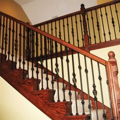 These iron stair flat spindles are made from high quality materials to ensure durability and longevity. They can withstand the wear and tear of everyday use and resist fading, chipping and scratching.（5-Pack） Blooming | Blooming 44" H x 0.5" W x 0.5" D Staircase Railing Metal Lintel Set 44.0 H x 0.5 W x 0.5 D in Metal in Satin Black | 0.5" L x 0.5" W x 44.0" H | Wayfair Stair Railing Kits, Aluminum Handrail, Outdoor Stair Railing, Deck Balusters, Stair Banister, Staircase Railing