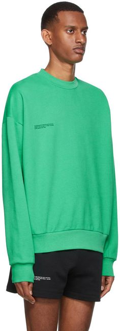 Organic cotton French terry sweatshirt. PPRMINT™ technology. · Logo and text printed at chest and back hem · Rib knit crewneck, cuffs, and hem Supplier color: Jade green Green Cotton Sweatshirt With Logo Print, Green Relaxed Fit Crew Hoodie, Green Cotton Sweats With Ribbed Cuffs, Green Cotton Sweater With Logo Print, Green Letter Print Crew Sweater, Green Crew Neck Sweater With Letter Print, Green Relaxed Fit Sweatshirt With Logo Print, Relaxed Fit Green Sweatshirt With Logo Print, Green Relaxed Fit Crew Neck Hoodie