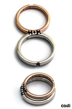 three different types of rings on a white surface