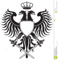 the coat of arms with two swords and a crown on it, in black and white