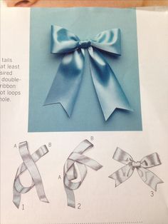 the instructions for how to make a bow with satin ribbon and bows on each side