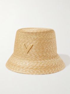 VALENTINO GARAVANI Embellished straw bucket hat | NET-A-PORTER Spring Straw Bucket Hat, Luxury Straw Hat For Spring Vacation, Woven Summer Bucket Hat, Luxury Straw Hat For Vacation, Luxury Summer Sun Hat, Luxury Straw Hat With Short Brim For Vacation, Luxury Short Brim Straw Hat For Vacation, Designer Beige Summer Hat, Luxury Natural Straw Hat For Beach