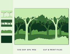 an image of trees in the woods cut out and print files for paper crafts or wall hangings