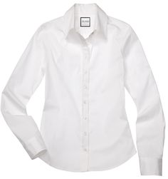 Our perfect fit cotton stretch button down.  Cotton/Nylon/Spandex   |   Machine washable.    Powered by our patented NO GAPE™ button technology.  This item is o Best White Shirt, Essentials Shirt, Icon Shirt, Perfect White Shirt, White Button Down Shirt, Boyfriend Shirt, White Shirts, The Shirt, Women Tops