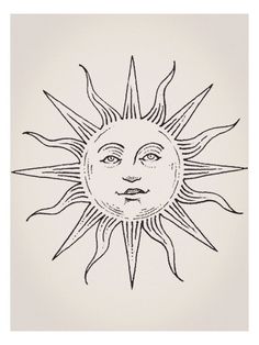 a drawing of the face of a sun