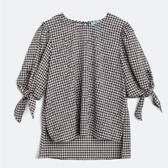 Spice Up Your Wardrobe With This Fun Gingham Print Tie Sleeve Blouse, Perfect For Day Or Night. Materials - 55% Polyamide, - 45% Rayon Item Care: - Machine Wash Print: Checks Neckline: Scoop Size: M Cece Shirt, Tie Sleeve Blouse, Women's Tie, Tie Sleeve, Womens Tie, Gingham Print, Woven Top, Printed Ties, Sportswear Women