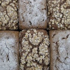 several square pieces of bread are stacked on top of each other