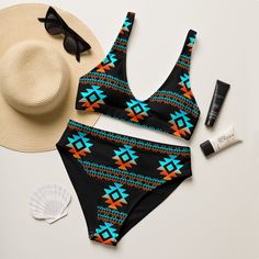 Mullet Cowboy Aztec Bikini - #bk Country Bikinis, Cute Western Bathing Suits, Western Bikinis, Western Swimwear, Western Bathing Suits, Western Swimsuit, Bathing Suit For Body Type, Aztec Swimsuit, Cute Swimming Suits