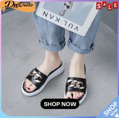 Women's Summer Leather Thick Sole Fashion Beach Sandals Trendy Sandals With Metal Feet And Round Toe, Summer Wedge Sandals With Branded Insole, Shoes Heel, Colour Design, Beach Sandals, Shoe Size Chart, Shoe Style, Fashion Flats, Womens Flats