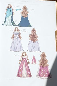 the paper doll is showing how to make it look like princesses in their gowns