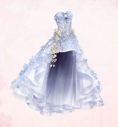 Ball Dress Ideas, Yule Ball Dress Ideas, Yule Ball Dress, Blue Lilies, Vestidos Anime, Love Nikki, Villain Costumes, Yule Ball