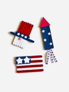 patriotic crafts made out of popsicle sticks and toothpicks with stars on them