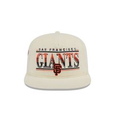 The San Francisco Giants Throwback Corduroy Golfer features an embroidered Giants logo and wordmark at the front panels with a 50th Anniversary patch at the right-wear side, a green undervisor, and a snapback closure at the rear. Giants Logo, All Nfl Teams, Side A, Utah Jazz, Houston Rockets, Indianapolis Colts, Cleveland Browns, Atlanta Falcons, Cincinnati Bengals