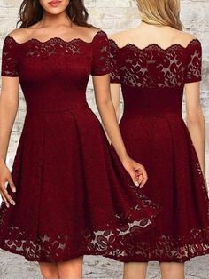 Bridelily A-Line Bateau Short Sleeves Short With Ruffles Lace Dresses - Prom Dresses Hair Shopping, Jumpsuit Styles, Short Mini Dresses, Short Sleeve Prom Dresses, Short Sleeve Lace Dress, Skirt Heels, Outfit Pink, Lace Dress Vintage, Evening Gown Dresses