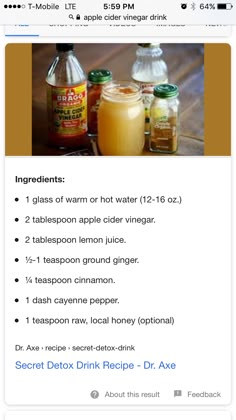 the ingredients for an apple cider drink are shown in this recipe card, which shows how to make it