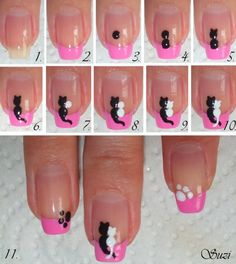 15 Amazing And Useful Nails Tutorials, DIY Cats in Love Nail Design 2014 Nails, Nagel Stamping, Cat Nail Art, Cat Nail, Art For Beginners, Nail Art For Beginners, Nails Colors, Nails Polish, Trendy Nail