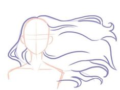 a drawing of a woman's head with her hair in the foreground, and an outline on the back