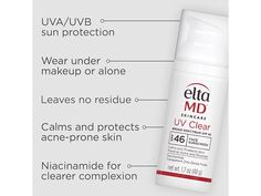 Elta Md, Skin Clear, Clear Complexion, Facial Sunscreen, Broad Spectrum Sunscreen, Sun Damage, Acne Prone Skin, Skin Protection, Clear Skin