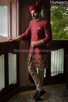 Dabka Embroidery, Mens Sherwani, Zardozi Work, Sherwani For Men, Wedding Dress Men, Outfits For Men, Pakistani Bridal Wear, Embroidery Patch, Patch Work