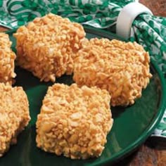 some oatmeal cookies on a green plate