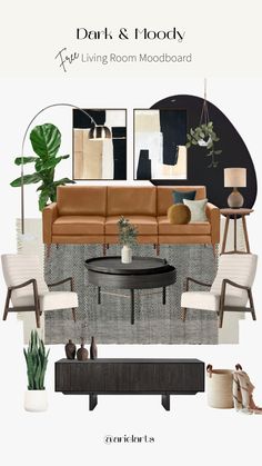 Living room interior Moodboard Mid Century Modern Living Room Moodboard, Leather Couch Living Room Modern, Modern Minimalist Living Room Minimalism, Bachelor Pad Living Room, Tan Living Room, Masculine Living Rooms, Moody Living Room, Leather Couches Living Room, Minimal Living