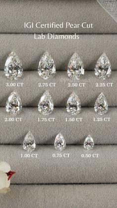 the different types of diamonds are shown in this image, and each diamond has its own size