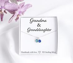 Grandma & Granddaughter Necklace, Grandma Granddaughter Gift, Gift For Grandma, Grandma Necklace, Grandma Jewelry,Perfect gift for Grandmother or Granddaughter 🎁This necklace features  2 dainty shimmery crystals pendants on a delicate sterling silver chain.DETAILS:-  High-Quality Solid 925 Sterling Silver-  Nickel-free-  6mm birthstone-  Necklace length available in 16 inch (40cm); 18 inch (45cm)-  The model is wearing 18 inches.-  Handmade in the UKMATERIALS:GOLD - 925 Sterling Silver plat Grandma Jewelry, Grandmother Granddaughter, Granddaughter Necklace, Grandmother Jewelry, Pink Wrapping Paper, Grandma Necklace, Bff Birthday Gift, Birthday Gifts For Grandma, Grandma Birthday