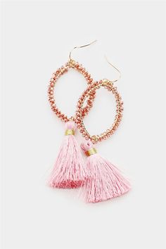 Pink Lady Statement Earrings Lily Jewelry, Pink Tassel Earrings, Women Jewellery, Pink Tassel, Pink Lady, Women's Jewelry And Accessories, Pink Beads, Fish Hook, Ear Wire