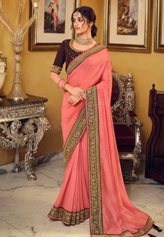 Buy Eid Special Saree Party wedding wear dresses Peach silk saree with blouse 3411 online in USA, UK and Canada from KollyBollyEthnics.com Peach Silk Saree, Peach Color Saree, Sleeved Wedding, Plain Saree, Wedding Saree Indian, Bridal Lehenga Choli, Art Silk Sarees, Trendy Sarees, Silk Saree With Blouse