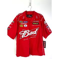 New With Tags Jh Design Nascar 2009 Everham Motorsports Kasey Kahne Budweiser Crew Racing Team Embroidered Snap Shirt. Width -24in (Pit To Pit) Length - 31in Shirt Is New With Tags, Never Worn. There Are No Rips Or Tears. One Small Spot From Storage Inside The Collar - Please Review All Pictures For Measurements, Condition And Details. Features: Kasey Kahne, Nascar, Racing, Pit Crew, Racing Team, Everham Motorsports Size: Mens Xl Condition: New With Tags Shirt Is New With Tags, Never Worn. There Nascar Shirt Outfit Men, Racing Shirt Design, Nascar Design, Racing Birthday, Racing Jersey, Kasey Kahne, Nascar Shirts, Shirt Outfit Men, Pit Crew